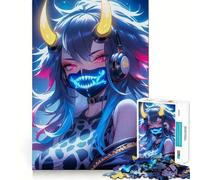Rompecabezas Neon Oni Girl de 1000 Piezas para Adultos, desafío Mental, patrón de Escape Tranquilo, Regalo de Santa Claus (38x26cm)