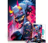 Rompecabezas Neon Oni Girl de 1000 Piezas para Adultos, Juguete de lógica, vínculo Familiar, Borde Premium, Sorpresa cálida (38x26cm)