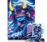 Rompecabezas Neon Oni Girl de 1000 Piezas para Adultos y Adolescentes Juego Mental Divertido y fácil de armar Regalo increíble (38x52cm)