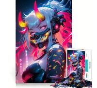Rompecabezas Neon Oni Girl para Adolescentes, 1000 Piezas, Juguete para ejercitar la Mente, Relajante y Acogedor, Imagen para armar, cálida Sorpresa (38x52cm)
