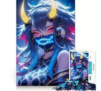 Rompecabezas Neon Oni Girl para Adultos, 1000 Piezas, Juguete de Habilidad, Alivio de tensión, Corte preciso, Regalo preciado (50x75cm)