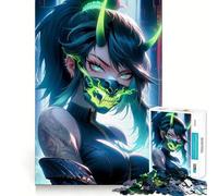 Rompecabezas Neon Oni para Adolescentes, 1000 Piezas, Juguete Inteligente para Jugar en Interiores, Bordes Lisos, colección de Arte (50x75cm)