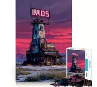 Rompecabezas Neon Outpost Wasteland Inn de 1000 Piezas para Adolescentes, Juguete antiestrés, Bordes precisos, (50x75cm)