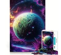 Rompecabezas Neon Planet de 1000 Piezas para Adultos, desafío Mental, patrón de Escape Tranquilo, Regalo de Papá Noel (38x26cm)