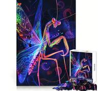 Rompecabezas Neon Praying Mantis para Adolescentes, 1000 Piezas, Juguete de lógica Mental, Alivio de la ansiedad, Corte Firme, Regalo de cumpleaños (38x26cm)