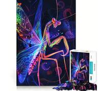 Rompecabezas Neon Praying Mantis para Adolescentes, 1000 Piezas, Juguete de lógica Mental, Alivio de la ansiedad, Corte Firme, Regalo de cumpleaños (38x26cm)