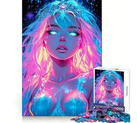 Rompecabezas Neon Princess de 1000 Piezas para Adultos, Juguete para ejercitar la Mente, fácil de armar, Ideal para el Tiempo Libre, Regalo de Temporada (38x52cm)