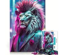 Rompecabezas Neon Punkrock Lion de 1000 Piezas para Adultos, Juguete para ejercitar la Mente, Divertido y fácil de armar, Fiestas (50x75cm)