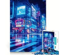 Rompecabezas Neon Rain Cityscape de 1000 Piezas para Adolescentes, Juguete antiestrés, Bordes precisos, (50x75cm)