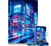 Rompecabezas Neon Rain Cityscape de 1000 Piezas para Adolescentes: Juguete para ejercitar la Mente, Juego Relajante, Arte para armar, Regalo Festivo (38x52cm)