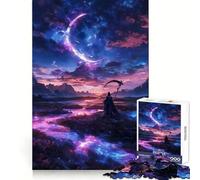 Rompecabezas Neon River Grim Reaper de 1000 Piezas para Adultos Juego Inteligente, Divertido y Relajante Diseño para armar Regalo Elegante (38x26cm)