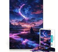 Rompecabezas Neon River Grim Reaper de 1000 Piezas para Adultos, Juguete para ejercitar la Mente, Divertido y fácil de armar, Fiestas (50x75cm)