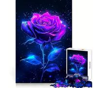 Rompecabezas Neon Rose de 1000 Piezas para Adolescentes Rompecabezas Mental Ocio Diversión Arte Ensamblaje Objeto de colección (50x75cm)