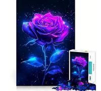 Rompecabezas Neon Rose de 1000 Piezas para Adolescentes Rompecabezas Mental Ocio Diversión Arte Ensamblaje Objeto de colección (50x75cm)