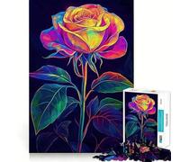 Rompecabezas Neon Rose de 1000 Piezas para Adultos Juego Inteligente, Relajante y Divertido Diseño para armar Regalo Elegante (38x26cm)