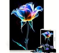 Rompecabezas Neon Rose de 1000 Piezas para Adultos Mejora la Memoria Momento de Paz Bordes Finos Regalo Ideal para Pedir un Deseo a Papá Noel (38x26cm)