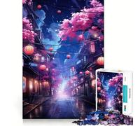 Rompecabezas Neon Sakura Blossom Street para Adultos, 1000 Piezas, Juego Mental, diversión Relajante, Bordes limpios, Pieza de colección de Arte (50x75cm)