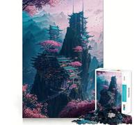Rompecabezas Neon Sakura Cityscape de 1000 Piezas para Adolescentes, Juguete para ejercitar la Mente, Tiempo en Familia, Arte, ensamblaje, Regalo Creativo (38x52cm)