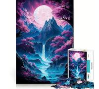 Rompecabezas Neon Sakura Mountain Falls de 1000 Piezas para Adolescentes, Juguete para ejercitar la Mente, Actividad en casa, Bordes precisos, Lista de Deseos de Santa Claus (38x52cm)