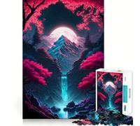 Rompecabezas Neon Sakura Wonderland de 1000 Piezas para Adultos Rompecabezas Que estimula la Memoria Divertido y Relajante Bordes limpios Artículo de Santa Claus (38x26cm)