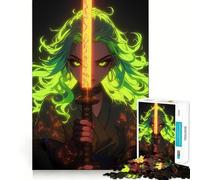 Rompecabezas Neon Samurai Girl para Adolescentes, 1000 Piezas, Juguete para ejercitar la Mente, Imagen Relajante y acogedora, Sorpresa cálida (38x26cm)