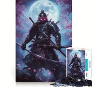 Rompecabezas Neon Samurai Under Moon para Adolescentes, 1000 Piezas, Juguete Inteligente para Jugar en Interiores, Bordes Lisos, colección de Arte (38x52cm)