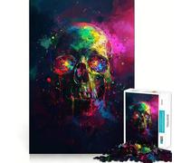 Rompecabezas Neon Skull Cascade para Adolescentes, 1000 Piezas, Juguete Inteligente para Jugar en Interiores, Borde Liso, colección de Arte (50x75cm)