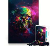 Rompecabezas Neon Skull Cascade para Adolescentes, 1000 Piezas, Juguete Inteligente, pasatiempo para el hogar, Corte preciso, Regalo para Festivales (38x52cm)
