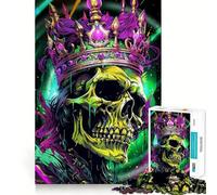 Rompecabezas Neon Skull King de 1000 Piezas para Adolescentes Fortalece la Memoria, Alivia la tensión, Borde de Calidad, (50x75cm)