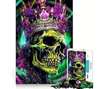 Rompecabezas Neon Skull King de 1000 Piezas para Adultos, Juguete para ejercitar la Mente, Tiempo de Paz, diseño, Montaje, Regalo Creativo (38x26cm)