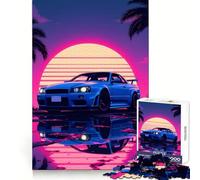 Rompecabezas Neon Sport Car Skyline GTR de 1000 Piezas para Adolescentes, Juguete para ejercitar la Mente, Tiempo en Familia, Arte, Montaje, Regalo Creativo (50x75cm)