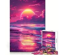 Rompecabezas Neon Synthwave Sunset para Adolescentes, 1000 Piezas, Juguete de lógica, diversión Casual, Corte de precisión, Regalo conmovedor (50x75cm)