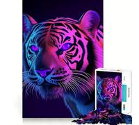 Rompecabezas Neon Tiger de 1000 Piezas para Adultos: Juguete para ejercitar la Mente, Ideal para Momentos de Paz, diseño y Montaje, Regalo Creativo (38x52cm)