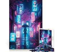 Rompecabezas Neon Tokyo Rainy Night de 1000 Piezas para Adultos Juego Inteligente, Divertido y Relajante Diseño para armar Regalo Elegante (38x26cm)