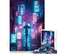 Rompecabezas Neon Tokyo Rainy Night de 1000 Piezas para Adultos y Adolescentes Desarrolla la Capacidad Cerebral Diseño Elegante Regalo Ideal (50x75cm)