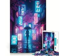Rompecabezas Neon Tokyo Rainy Night de 1000 Piezas para Adultos y Adolescentes Desarrolla la Capacidad Cerebral Diseño Elegante Regalo Ideal (50x75cm)