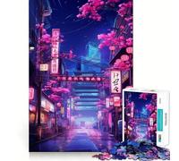 Rompecabezas Neon Tokyo Sakura Street de 1000 Piezas para Adultos Juego Inteligente, Divertido y Relajante Diseño para armar Regalo Elegante (50x75cm)
