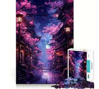 Rompecabezas Neon Tokyo Sakura Street para Adolescentes, 1000 Piezas, Juguete de lógica, diversión Familiar, Corte de precisión, (50x75cm)