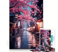 Rompecabezas Neon Tokyo Sakura Street para Adultos, 1000 Piezas, Juguete Intelectual, Alivio del estrés, Corte preciso, (38x26cm)