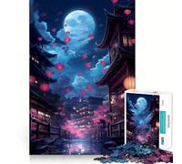Rompecabezas Neon Tokyo Sakura Street para Adultos, 1000 Piezas, Juguete Inteligente, Tiempo Libre, Arte de Corte preciso, Coleccionable (50x75cm)