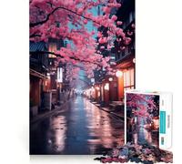 Rompecabezas Neon Tokyo Sakura Street para Adultos, 1000 Piezas, Juguete Inteligente, Tiempo Libre, Arte de Corte preciso, Coleccionable (38x52cm)