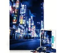 Rompecabezas Neon Tokyo Street para Adultos de 1000 Piezas Juguete Inteligente para el Tiempo Libre Arte de Corte preciso Coleccionable (38x26cm)