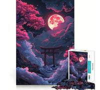 Rompecabezas Neon Torii Gate Nightscape para Adolescentes, 1000 Piezas, Juguete para ejercitar la Mente, Actividad artística para armar en casa, (50x75cm)