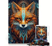 Rompecabezas Neon Tribe Fox de 1000 Piezas para Adolescentes Ideal para Relajarse y Jugar Un Regalo Encantador (38x52cm)