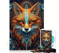 Rompecabezas Neon Tribe Fox de 1000 Piezas para Adolescentes Ideal para Relajarse y Jugar Un Regalo Encantador (38x52cm)