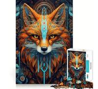 Rompecabezas Neon Tribe Fox de 1000 Piezas para Adultos, Juguete para desarrollar la Mente, fácil de armar, Ideal para el Tiempo Libre, Regalo de Temporada (50x75cm)