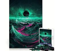 Rompecabezas Neon Wave Planet de 1000 Piezas para Adultos Juguete de lógica Resistente, antiestrés, con Bordes Transparentes Regalo Original (38x52cm)