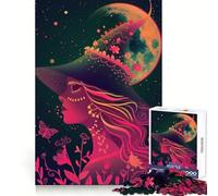Rompecabezas Neon Witch Under The Moon para Adolescentes, 1000 Piezas, Juego Inteligente, Relajante, con patrón de Montaje, Regalo Encantador (38x26cm)