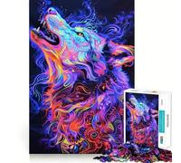 Rompecabezas Neon Wolf Art de 1000 Piezas para Adultos Juguete para ejercitar la Mente, Ideal para Crear un vínculo afectivo Regalo Elegante (38x52cm)