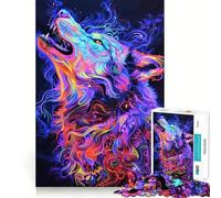Rompecabezas Neon Wolf Art para Adolescentes, 1000 Piezas, Juguete Inteligente para Jugar en Interiores, Bordes Lisos, colección de Arte (50x75cm)
